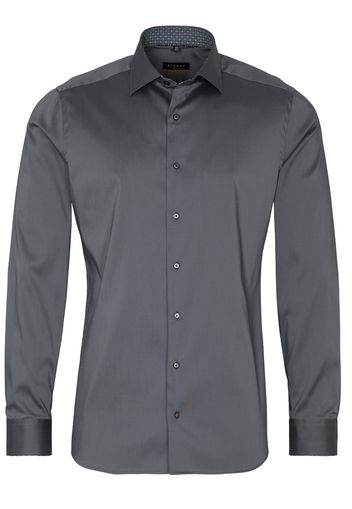 Eterna langarm hemd slim fit performance shirt stretch silbergrau unifarben