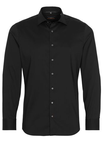 Eterna langarm hemd slim fit performance shirt stretch schwarz unifarben