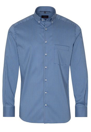 Eterna langarm hemd modern fit performance shirt twill-stretch blau/weiss kariert