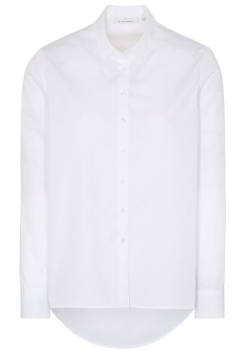 Eterna langarm bluse modern classic popeline weiss unifarben