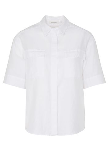 Eterna kurzarm bluse modern classic leinen weiss unifarben