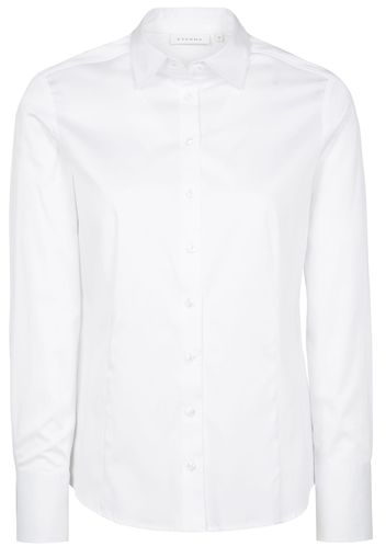 Eterna langarm bluse modern classic satingewebe weiss unifarben