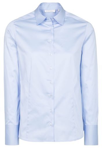 Eterna langarm bluse modern classic satingewebe hellblau unifarben