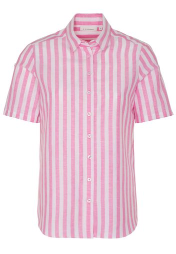 Eterna kurzarm bluse modern classic leinen rosa gestreift