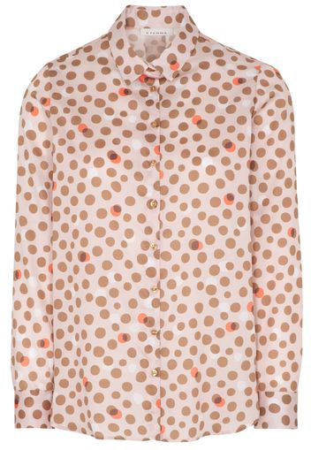 Eterna langarm bluse modern classic satingewebe rose/beige bedruckt