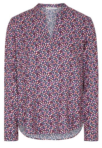 Eterna langarm bluse modern classic twill blau/rosa bedruckt