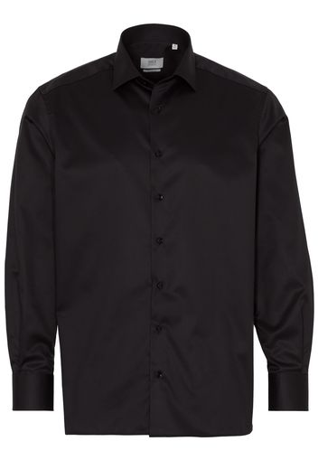 Eterna langarm hemd comfort fit gentle shirt twill schwarz unifarben