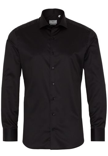 Eterna langarm hemd slim fit gentle shirt twill schwarz unifarben