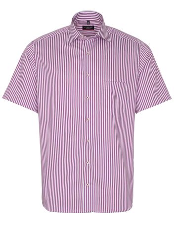 Eterna kurzarm hemd modern fit satingewebe pink/weiss gestreift