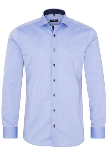 Eterna langarm hemd slim fit pinpoint mittelblau unifarben