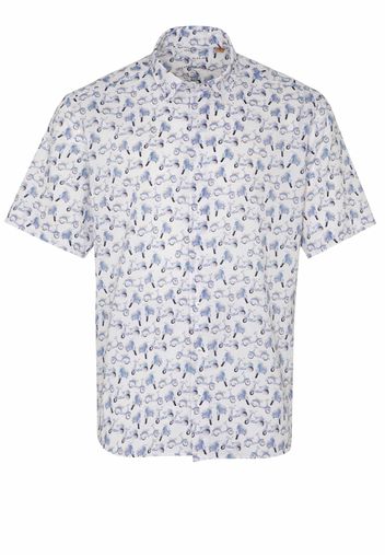 Eterna kurzarm hemd regular fit upcycling shirt oxford blau bedruckt