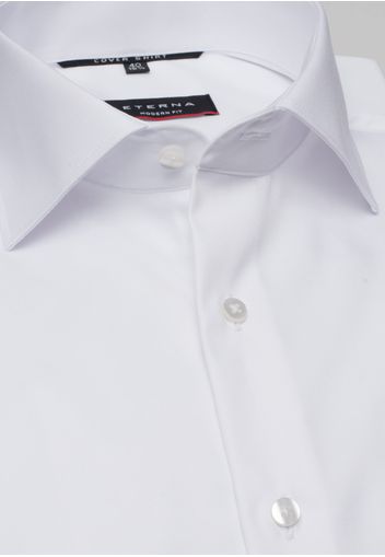 Eterna kurzarm hemd modern fit cover shirt twill weiss unifarben