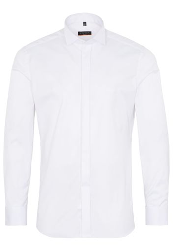 Eterna langarm hemd slim fit cover shirt twill weiss unifarben