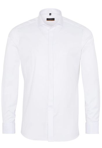 Eterna langarm hemd slim fit cover shirt twill weiss unifarben