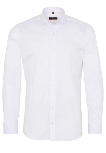 Eterna langarm hemd slim fit cover shirt twill weiss unifarben