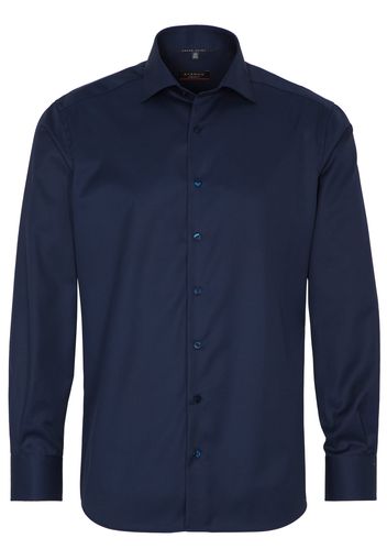 Eterna langarm hemd modern fit cover shirt twill blau unifarben