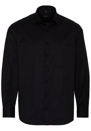 Eterna langarm hemd comfort fit cover shirt twill schwarz unifarben