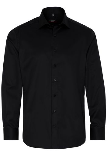 Eterna langarm hemd modern fit cover shirt twill schwarz unifarben