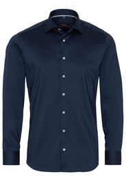 Eterna langarm hemd slim fit performance shirt stretch marine unifarben