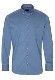 Eterna langarm hemd modern fit performance shirt twill-stretch blau/weiss kariert