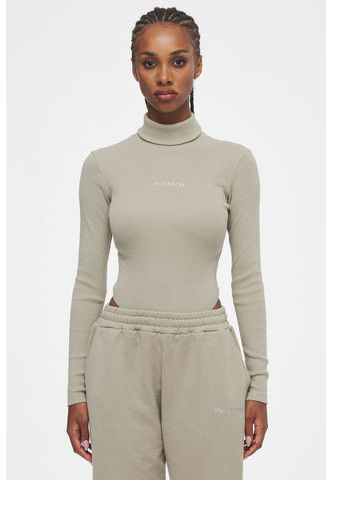 Ahead of Time Female Motala Ribbed Turtleneck Bodysuit Washed Almond