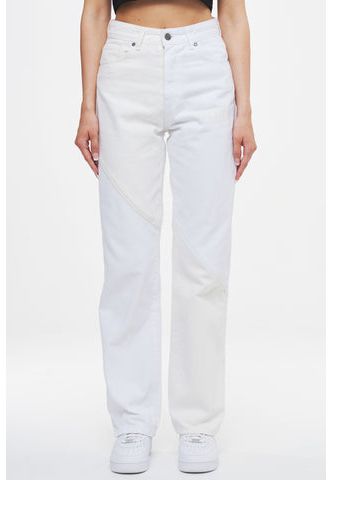 Ahead of Time Female Lid Two Tone Wide Jeans Washed Pearl White