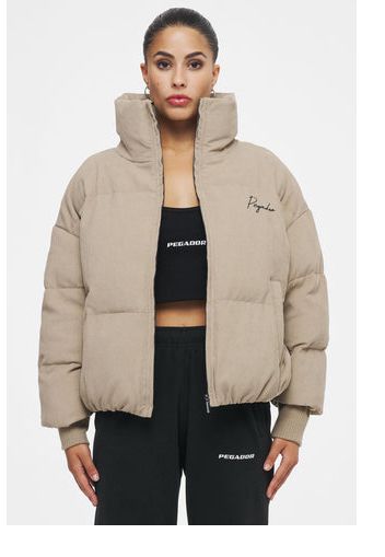 Ahead of Time Female Carinya Oversized Boxy Cord Puffer Jacket Sand