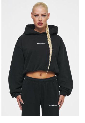 Ahead of Time Female Kim Oversized Cropped Hoodie Washed Black