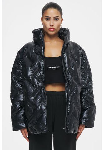 Ahead of Time Female Avila Oversized Monogram Puffer Jacket Black