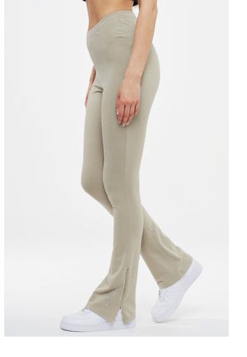 Ahead of Time Female Bell Flared Sweat Leggings Washed Almond