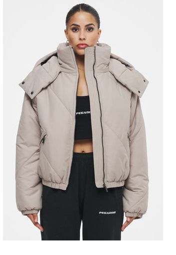 Ahead of Time Female Sierra Oversized Hooded Puffer Jacket Beige