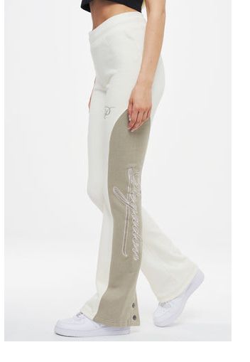 Ahead of Time Female Kalmar Futuristic Flared Sweat Pants Washed Pearl White Almond