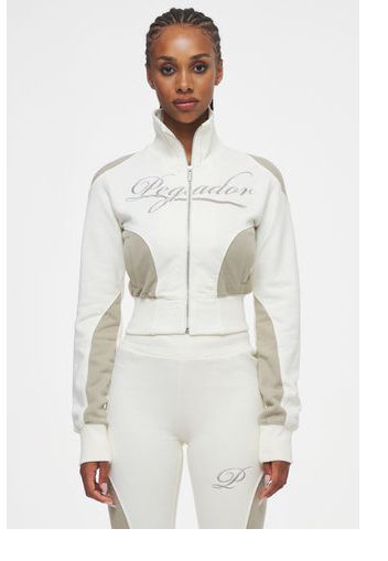 Ahead of Time Female Gavle Futuristic Cropped Sweat Jacket Washed Pearl White Almond