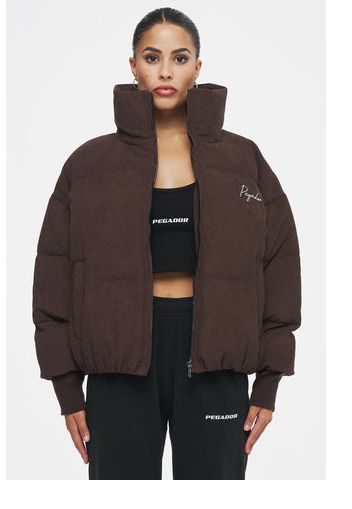 Ahead of Time Female Carinya Oversized Boxy Cord Puffer Jacket Brown