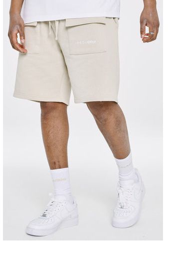 Atlantic Trace Men Plano Heavy Sweat Cargo Shorts Whisper White