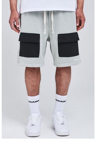 Modern Reality Men Lemont Heavy Sweats Cargo Shorts Washed Heather Grey Coal