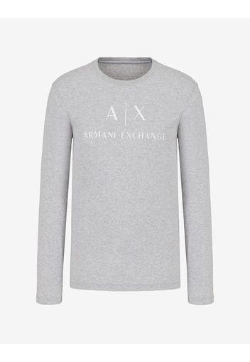 Armani Exchange Logo-T-Shirt Hellgrau Baumwolle