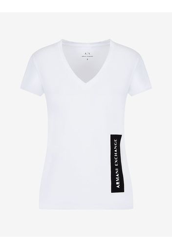 Armani Exchange Logo-T-Shirt Weiss Baumwolle, Elastan