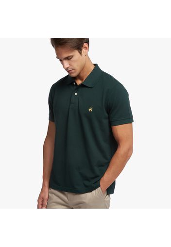 Slim Fit kurze Ärmel Piqué-Polohemd - male Dunkelgrün L