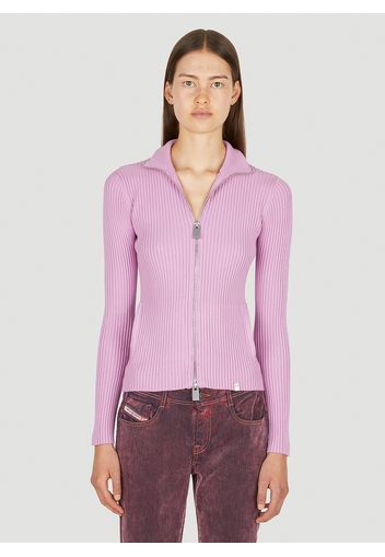 Zip Front Ribbed Sweater - Frau Strick Xs