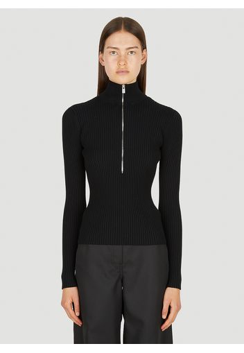 Zip Front Ribbed Sweater - Frau Strick L