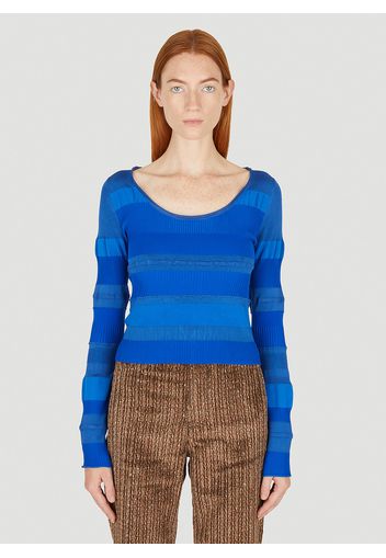 Scoop Neck Striped Sweater - Frau Strick L