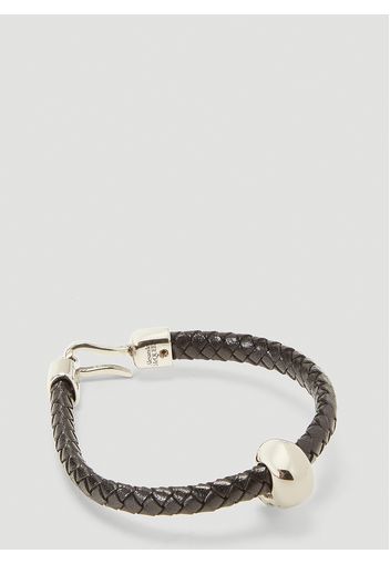 Woven Leather Skull Bracelet - Mann Schmuck One Size