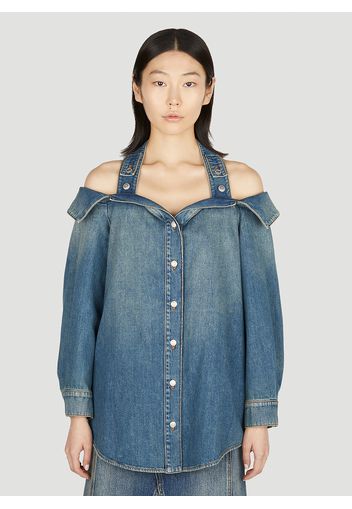 Off The Shoulder Denim Shirt - Frau Hemden It - 40