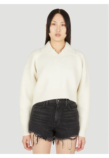 Collared V-neck Pullover - Frau Strick Xs