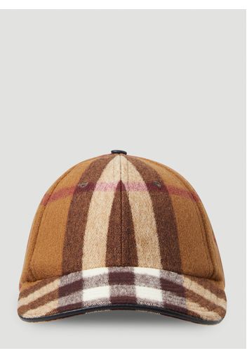 Leather Trimmed Check Baseball Cap -  Hats M