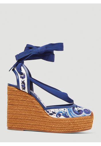 Majolica Print Espadrille Wedges - Frau Plateauschuhe Eu - 37