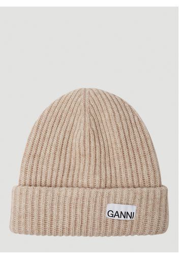 Logo Patch Ribbed Beanie Hat - Frau Hats One Size