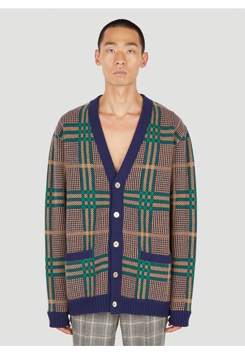 Reversible Check Jacquard Cardigan - Mann Strick L