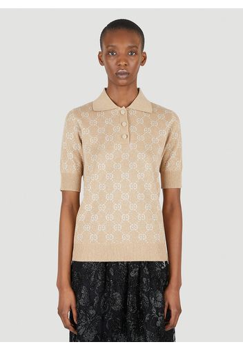 Gg Jacquard Lame Polo Shirt - Frau Tops Xs